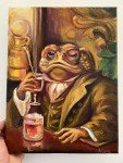 Frog with Wine Original Oil Painting Wall Art