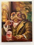 Frog with Wine Original Oil Painting Wall Art