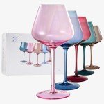 Colorful Italian Crystal Wine Glass Set - 5 Pieces