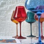Colorful Italian Crystal Wine Glass Set - 5 Pieces