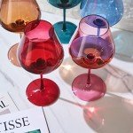 Colorful Italian Crystal Wine Glass Set - 5 Pieces