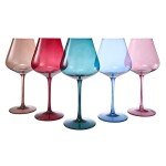 Colorful Italian Crystal Wine Glass Set - 5 Pieces