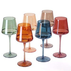 Colorful Hand-Blown Square Wine Glass Set