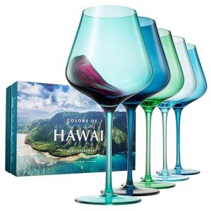 Tropical Hawaii Beach Wine Glass Set - 5 Pieces