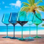 Tropical Hawaii Beach Wine Glass Set - 5 Pieces
