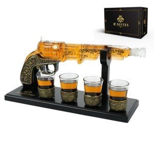 Pistol Decanter Set with Glasses and Stand