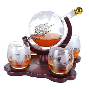 Whiskey Decanter Set with Globe Glasses