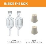 Twin Bubble Airlock & Bung Set for Winemaking