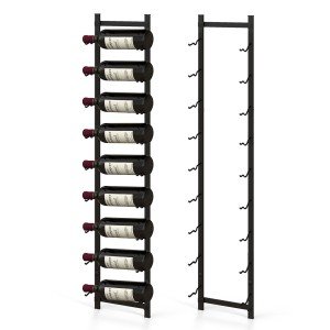 Wall Mounted 9 Bottle Metal Wine Rack