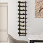 Wall Mounted 9 Bottle Metal Wine Rack