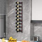 Wall Mounted 9 Bottle Metal Wine Rack