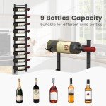 Wall Mounted 9 Bottle Metal Wine Rack
