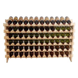 Stackable 6-Tier Wooden Wine Rack for 72 Bottles