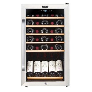 34-Bottle Stainless Steel Wine Refrigerator with Display Shelf
