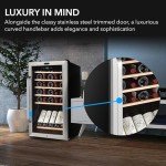 34-Bottle Stainless Steel Wine Refrigerator with Display Shelf