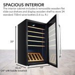 34-Bottle Stainless Steel Wine Refrigerator with Display Shelf