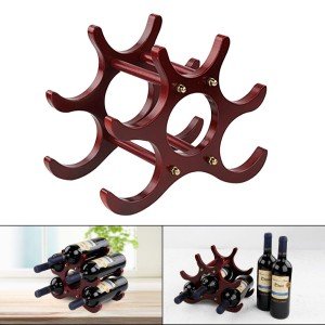 6-Bottle Wooden Wine Rack Display Stand