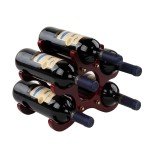 6-Bottle Wooden Wine Rack Display Stand