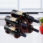 6-Bottle Wooden Wine Rack Display Stand