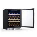 Compact 52-Bottle Wine Cooler in Black/Steel