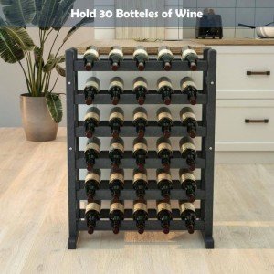 Stackable 30-Bottle Solid Wood Wine Rack