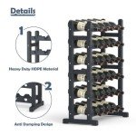 Stackable 30-Bottle Solid Wood Wine Rack
