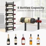 Wall-Mounted Metal Wine Rack for 6 Bottles