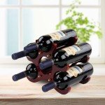 6-Bottle Wooden Wine Rack Display Stand