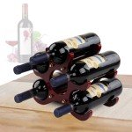 6-Bottle Wooden Wine Rack Display Stand