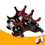 6-Bottle Wooden Wine Rack Display Stand