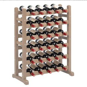 30 Bottles Holder Wine Rack Stackable Storage 6 Tier Solid Wood Display Shelves