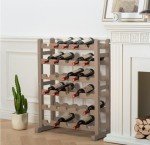 30 Bottles Holder Wine Rack Stackable Storage 6 Tier Solid Wood Display Shelves
