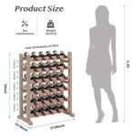30 Bottles Holder Wine Rack Stackable Storage 6 Tier Solid Wood Display Shelves
