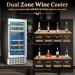 Aobosi 15-Inch Dual Zone Wine Cooler Refrigerator
