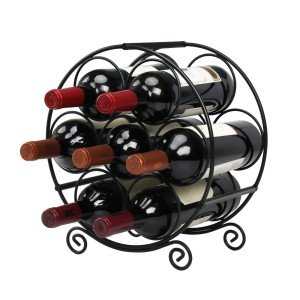 Black Metal Countertop Wine Rack for 7 Bottles