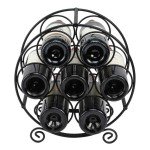 Black Metal Countertop Wine Rack for 7 Bottles