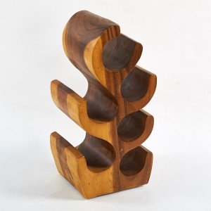 Hand-Carved Suar Wood Tree Wine Rack Holder