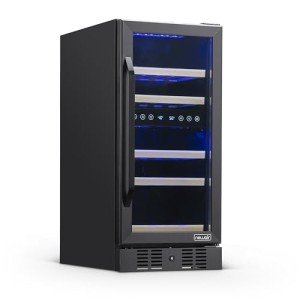 15" Dual Zone Black Stainless Steel Wine Cooler