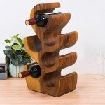 Hand-Carved Suar Wood Tree Wine Rack Holder