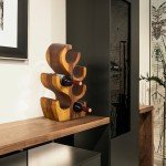 Hand-Carved Suar Wood Tree Wine Rack Holder