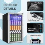 Compact 126-Can Beverage Cooler with Glass Door