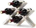 Decorative 4-Bottle Wood Wine Rack for Countertop