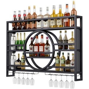 Wall Mounted Metal Wine Bottle Storage Rack
