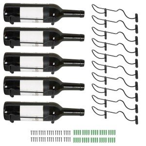10-Pack Wall Mounted Iron Wine Bottle Holders