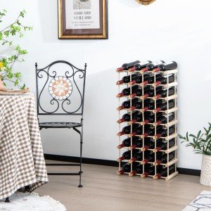 Modular 36-Bottle Wood Wine Rack – 5 Tiers