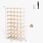 Modular 36-Bottle Wood Wine Rack – 5 Tiers