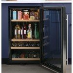 GE Mini Wine Cooler with Lock & Oak Shelves