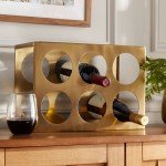 Gold Metal Wine Rack with 6 Bottles Display