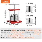 VEVOR Manual Fruit Wine Press for Cider Making
