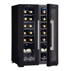 Dual-Zone 24-Bottle Wine Cooler with Glass Doors